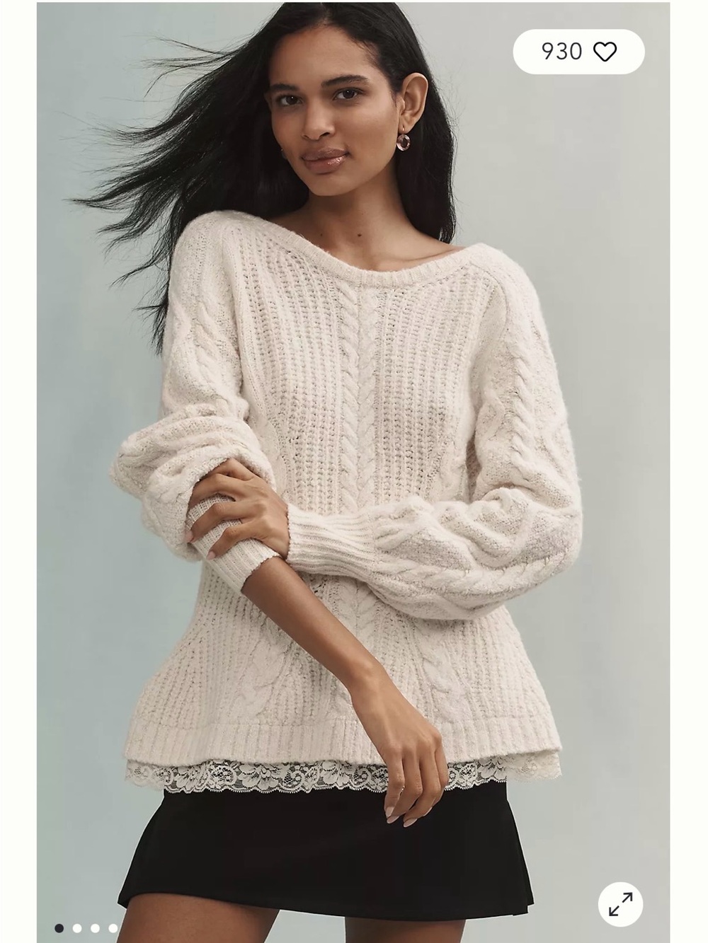 Altar'd State Ivory Cable Knit Tie-Front Cardigan